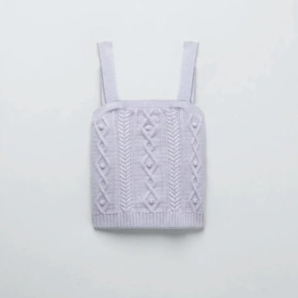 Zara Cable Knit Cropped Top S - Picture 4 of 7